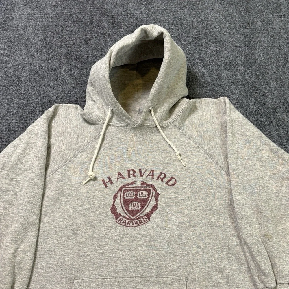 Vintage 1970s Harvard University Champion Blue Bar Hoodie Mens XL Gray USA 70s